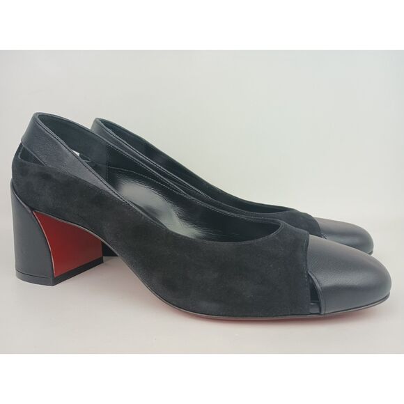 Christian Louboutin Womens Black Leather Suede Miss Duvette Cap Toe Pump Size 36